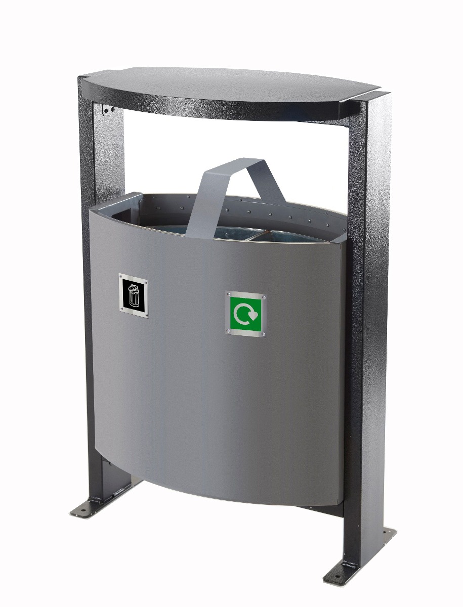 2 Compartment Bin Steel Outdoor Bin