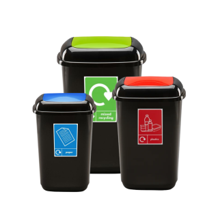 Push Lid Recycling Bin with Colour Lid