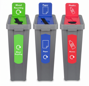 Slim Recycling Bin with Integrated Signage - 70 Litres